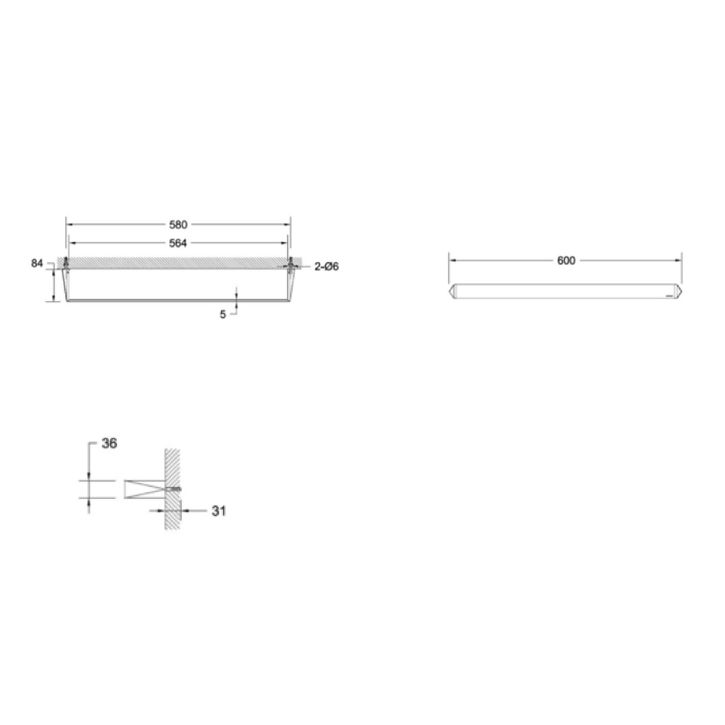 Diamond Single Towel Rail Chrome