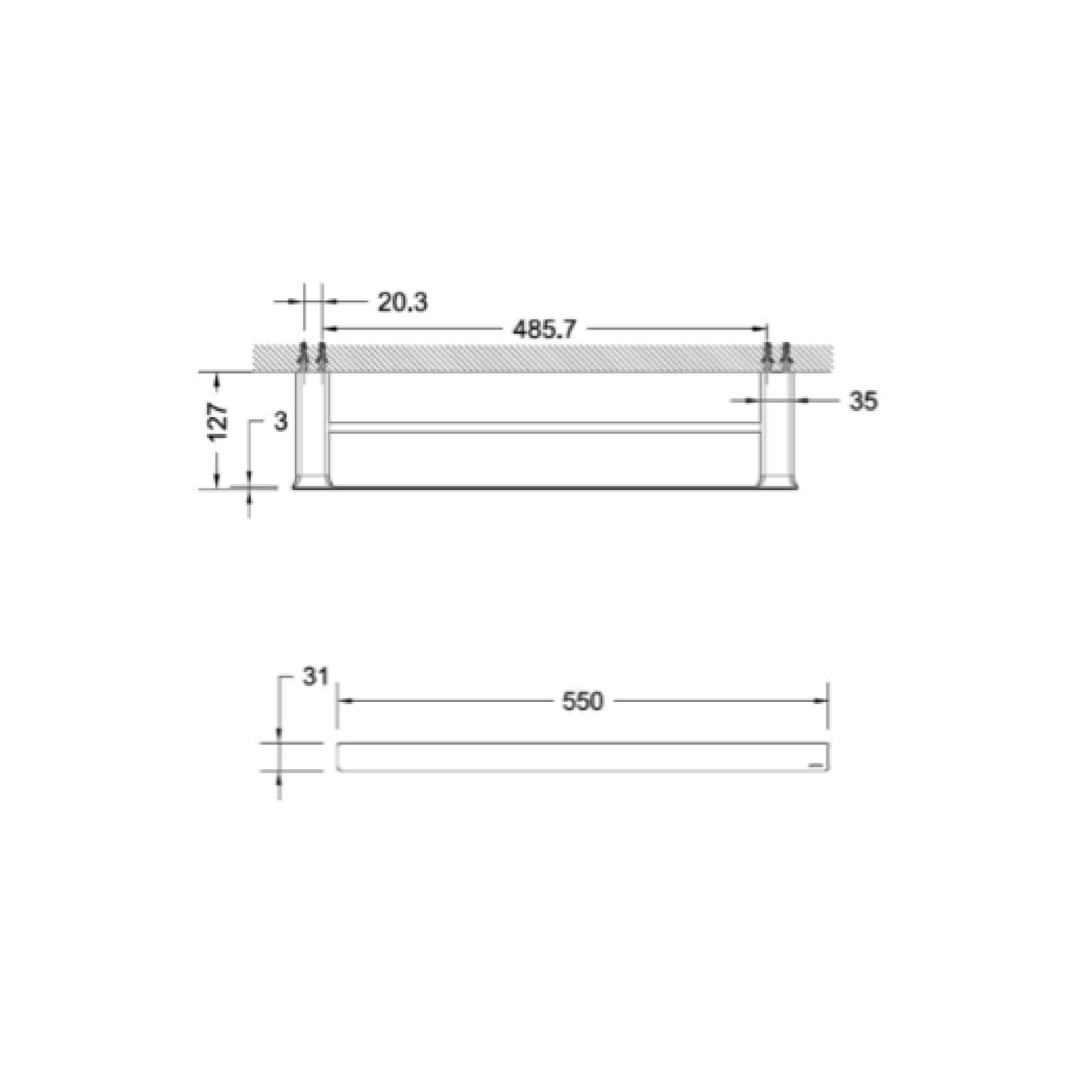 Double Towel Rail Matte Black