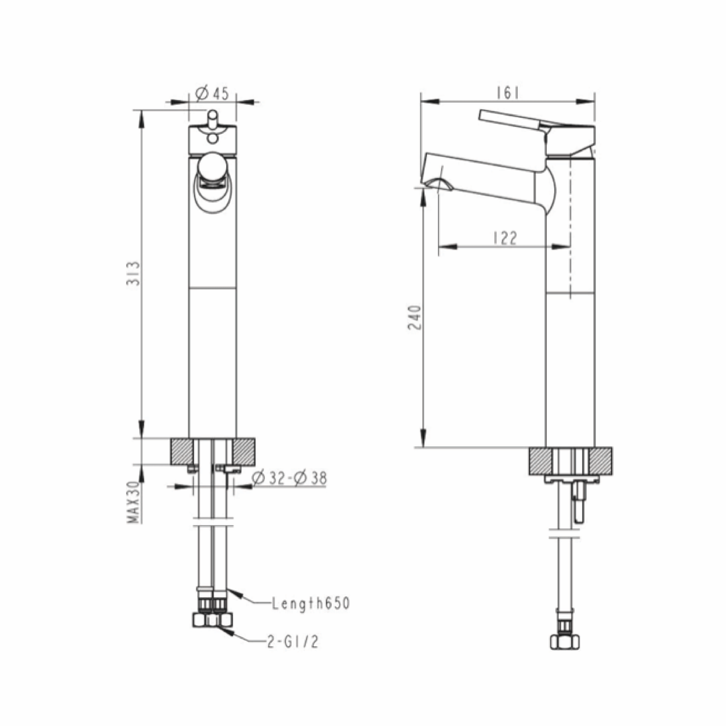 Affability High Basin Mixer Matte Black