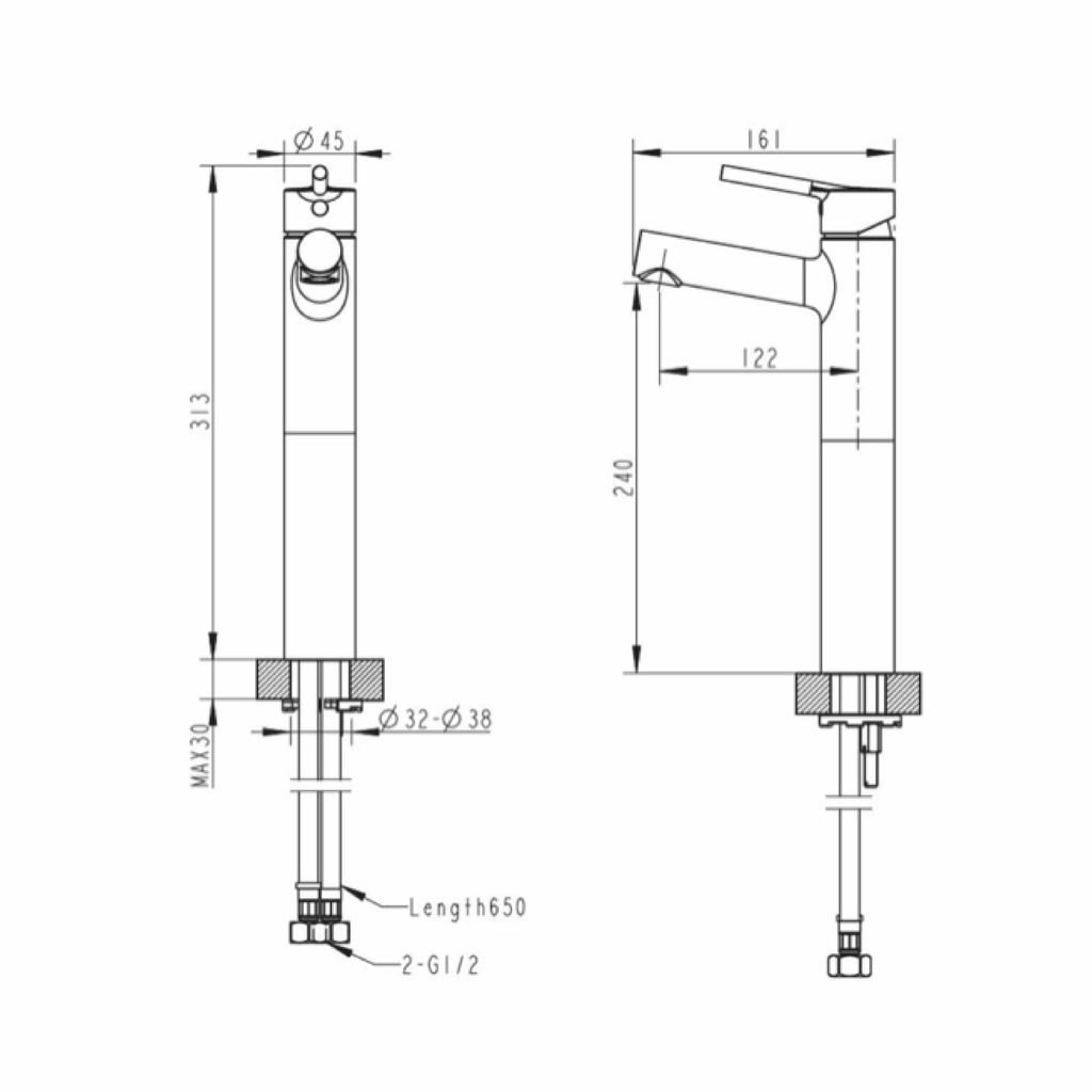 Affability High Basin Mixer Brushed Nickel