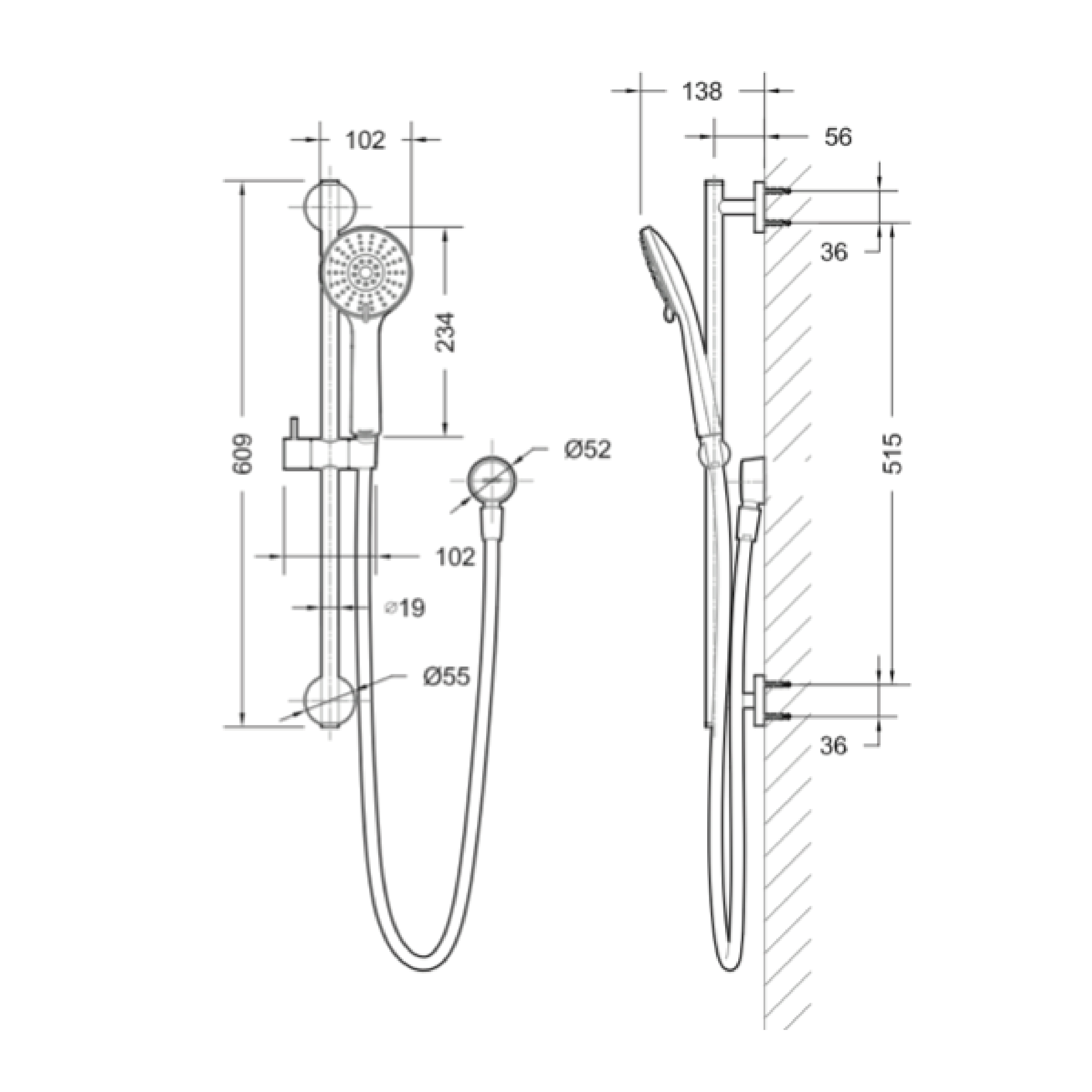 Affability Shower on Rail