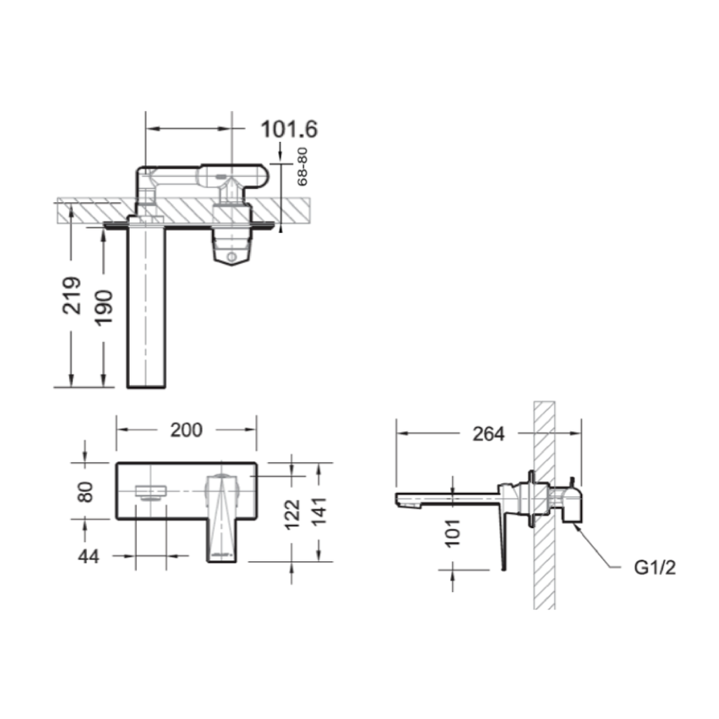 Diamond Wall Basin Mixer