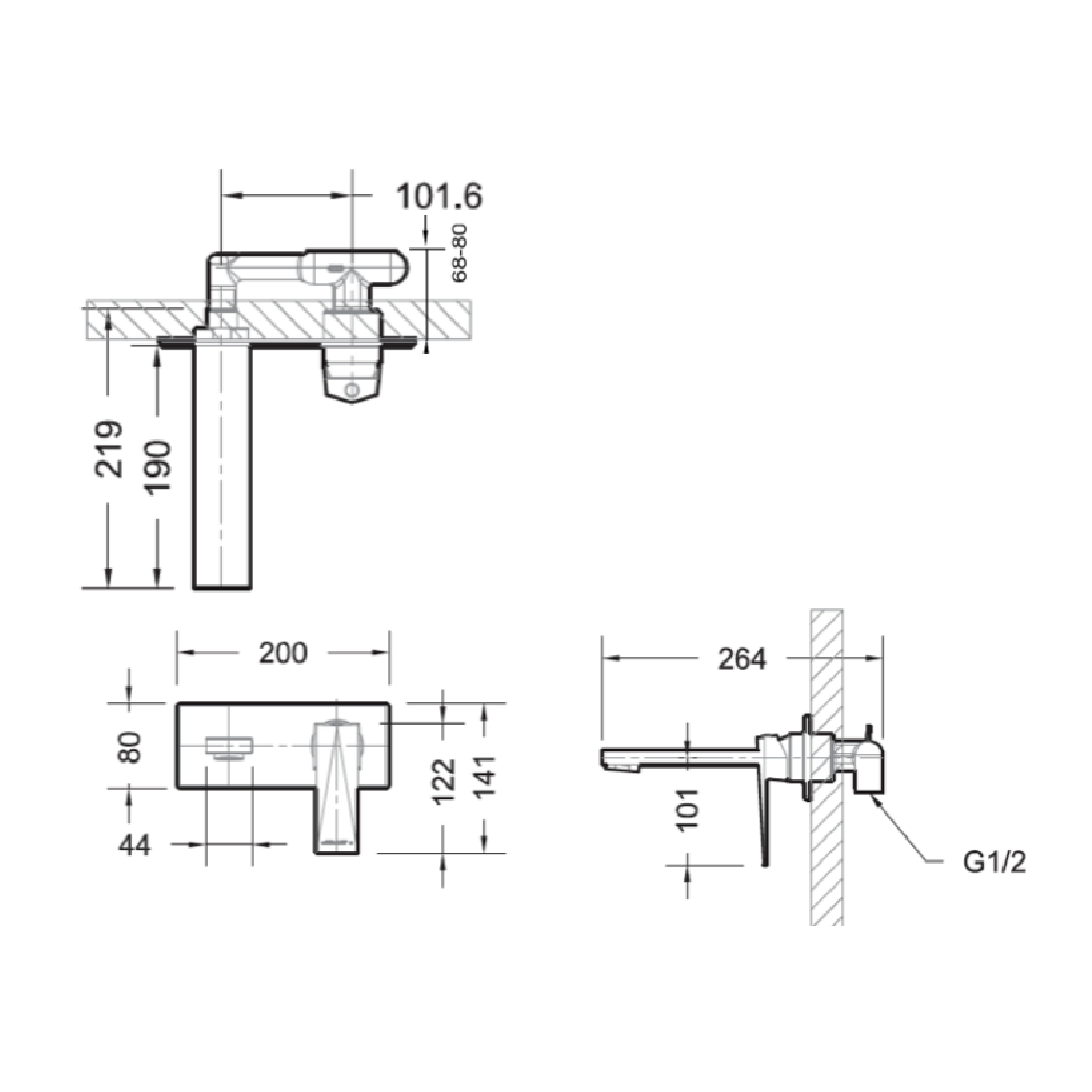 Diamond Wall Basin Mixer