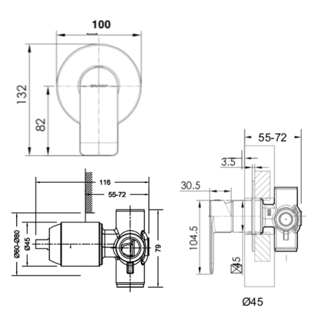 Elle Shower Mixer Gun Metal