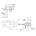Elle Wall Basin Mixer Gun Metal