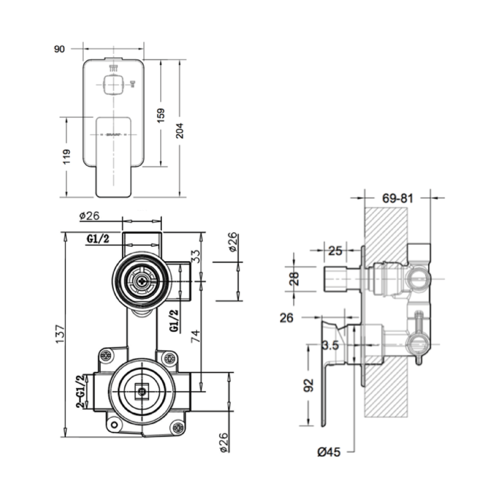 Phillis Shower Mixer with Diverter