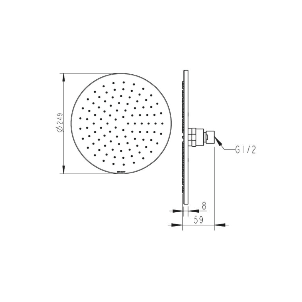 250mm Shower Head Brushed Nickel