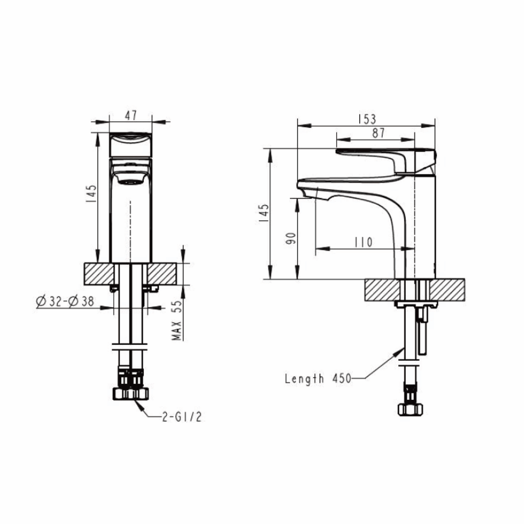Source Basin Mixer Brushed Brass