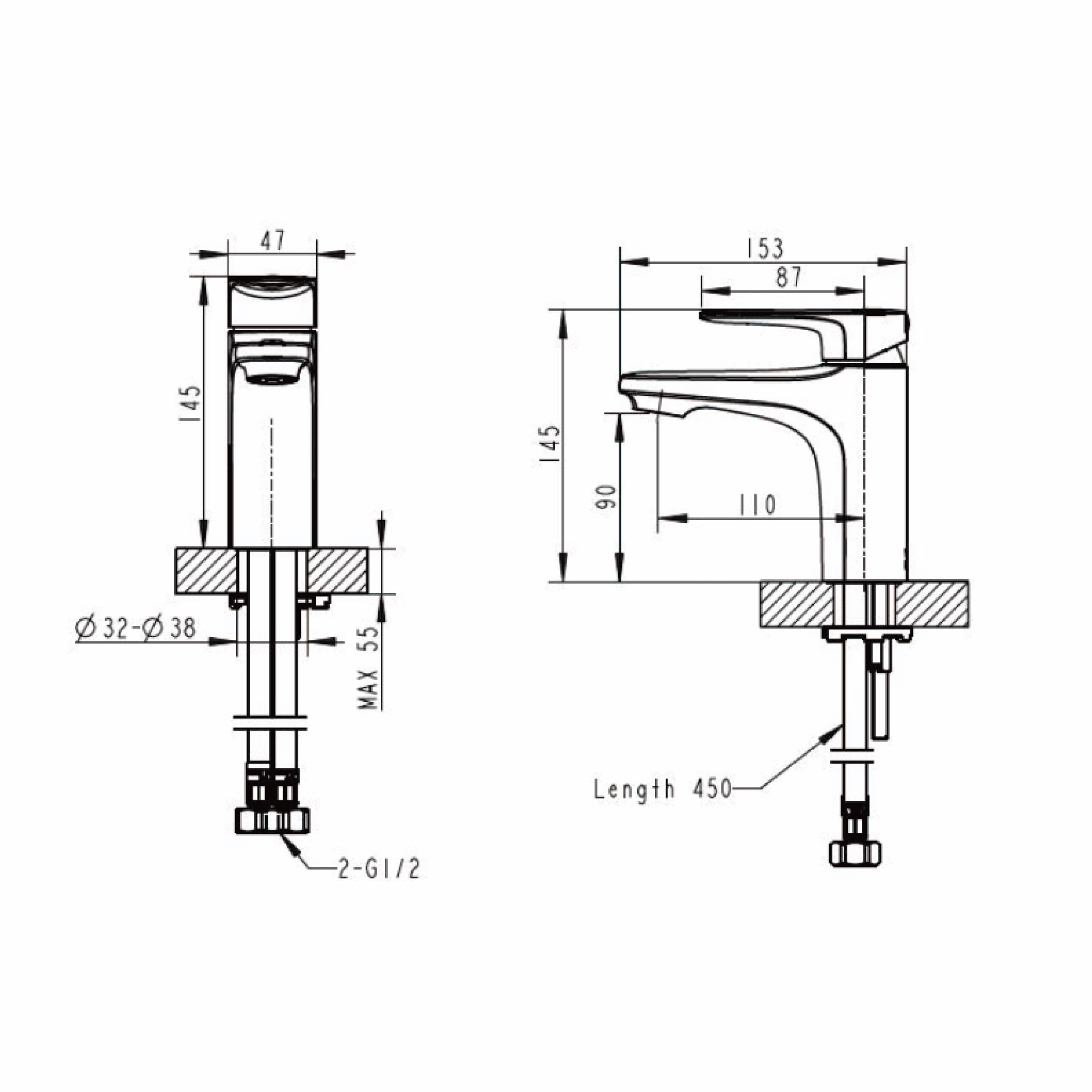 Source Basin Mixer Brushed Brass