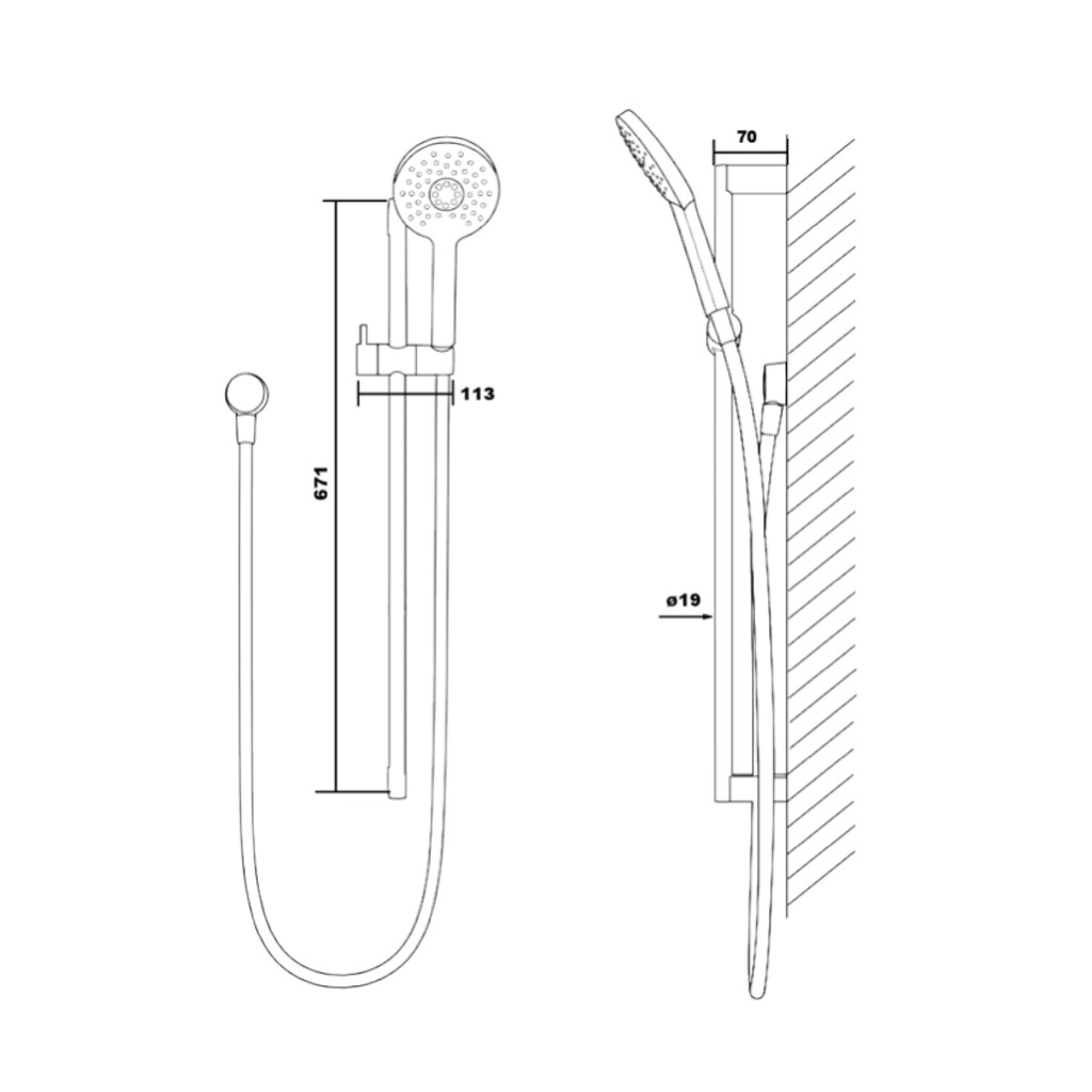 Source Shower on Rail Gun Metal