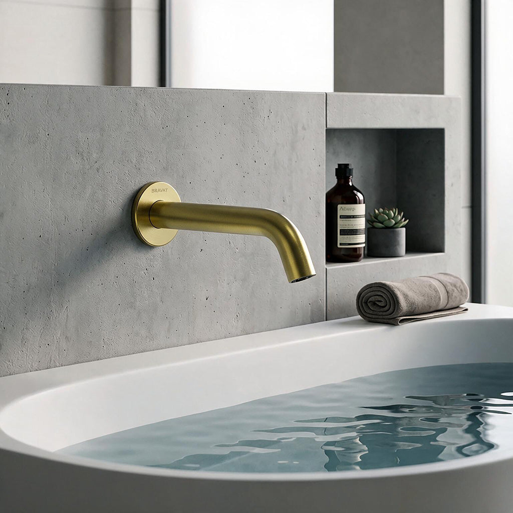Purism Bath Spout Brushed Brass